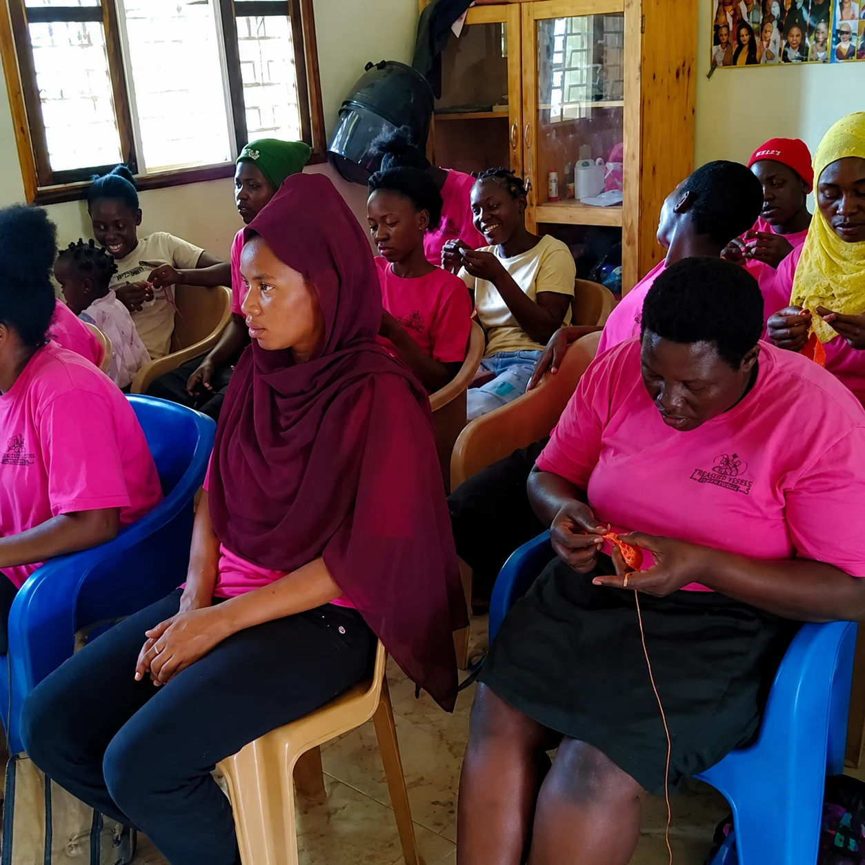 Young women engaging in group mentoring